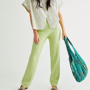 House of Sunny Island Knit Zig Zag Ribbed Pants